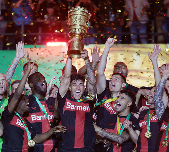 DFBポカール優勝時のレヴァークーゼンの選手達　photo/Getty Images