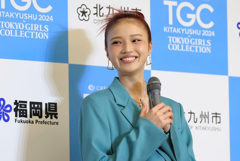 北九州市で行われた「TGC KITAKYUSHU 2024 by TOKYO GIRLS COLLECTION」の発表会に出席したせいらさん　（C）CREATEs presents TGC 北九州 2024 記者発表会