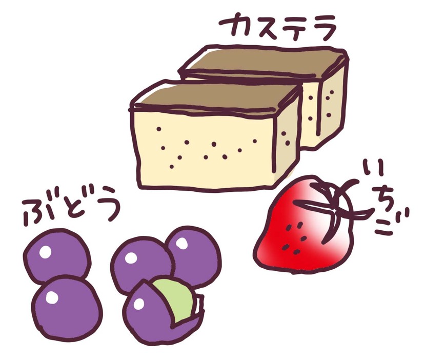 むせやすい果物、お菓子