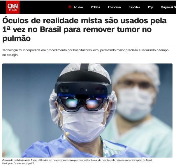 肺腫瘍の摘出手術に使用された複合現実メガネ（6月27日CNNブラジルの記事の一部）