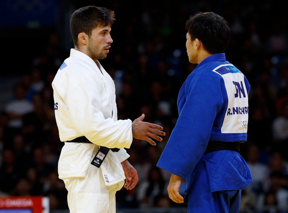 柔道60キロ級の準々決勝で永山はガリゴスの握手を拒否した（写真・ロイター/アフロ）