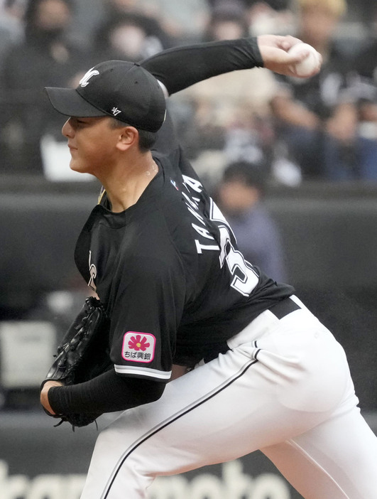 日本ハム戦に先発したロッテ・田中晴＝エスコンフィールド