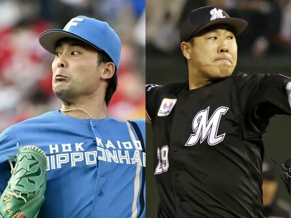 日本ハム・上原健太、ロッテ・西野勇士 (C)Kyodo News