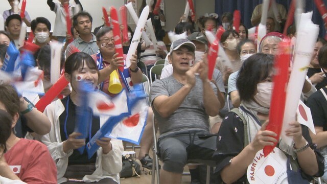 岡選手の地元も歓喜　興除公民館