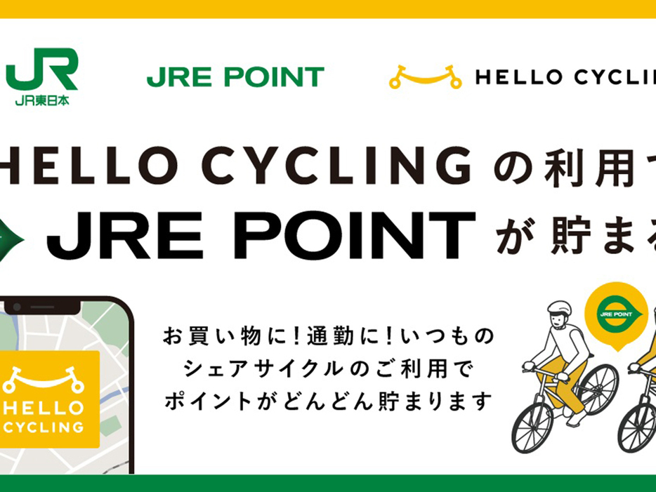 シェアサイクル「HELLO CYCLING」で「JRE POINT」を付与--100円ごとに1ポイントの画像