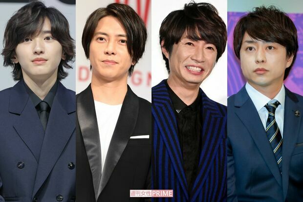 左から、道枝駿佑、山下智久、相葉雅紀、櫻井翔