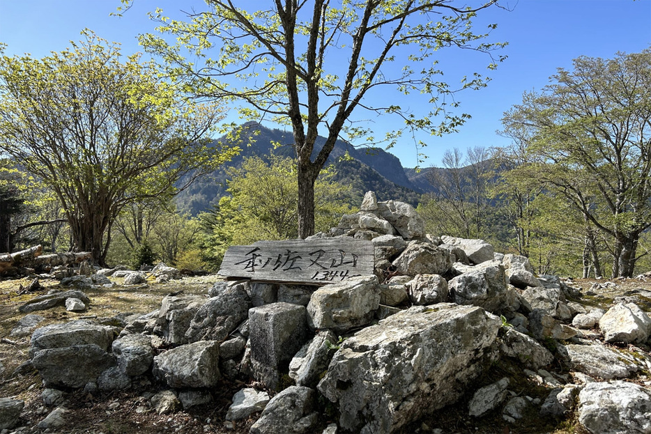 標高1344mの和佐又山の山頂