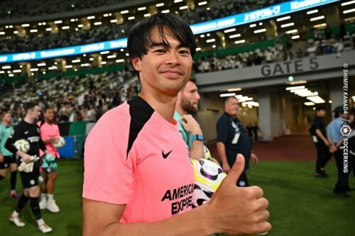 ジャパンツアー2試合に先発した三笘　[写真]=金田慎平