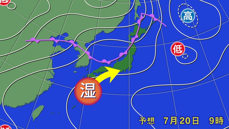 予想天気図(20日(土)午前9時)