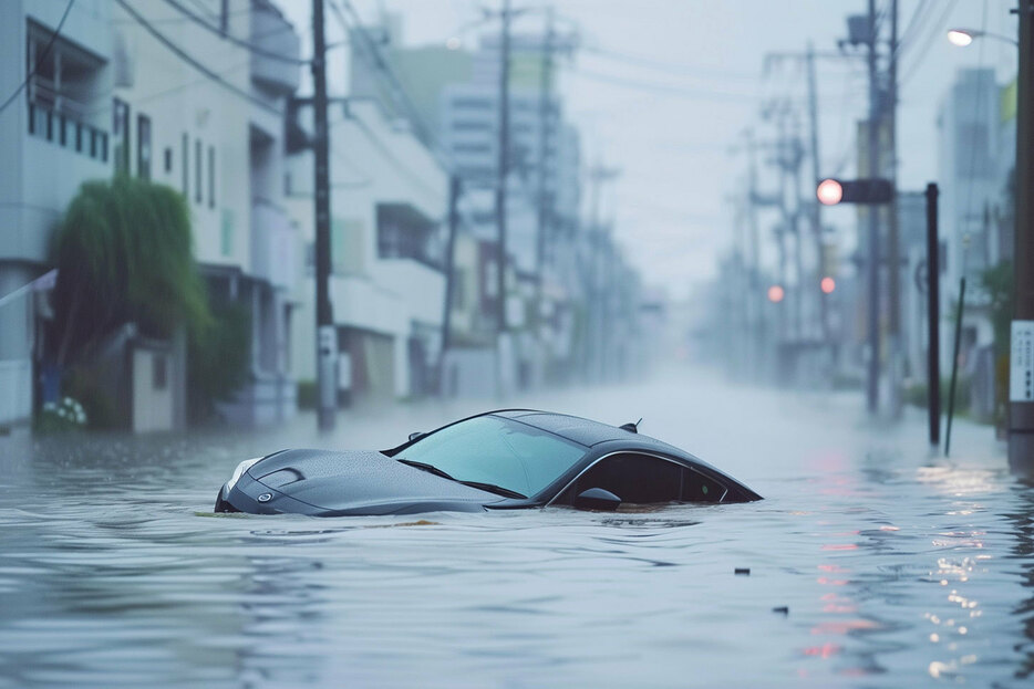 水没するクルマのイメージ。（画像：(c) bephoto - stock.adobe.com）