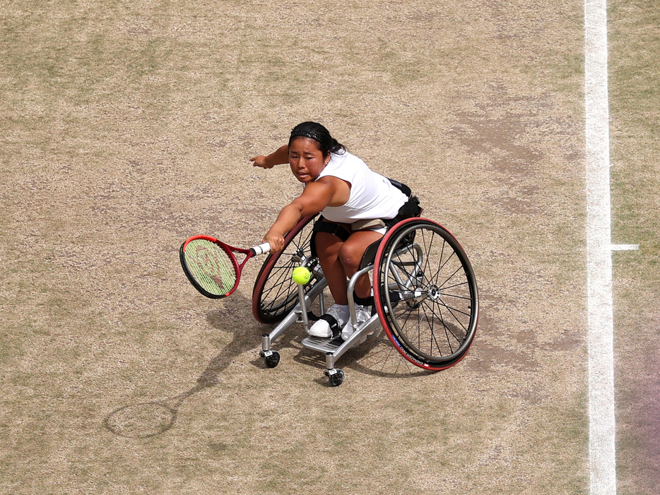 「ウインブルドン」（イギリス・ロンドン）の車いす女子シングルス準決勝で敗れた上地結衣（三井住友銀行）（Getty Images）