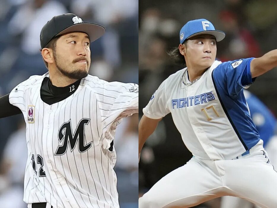 ロッテ・石川歩、日本ハム・伊藤大海 (C)Kyodo News