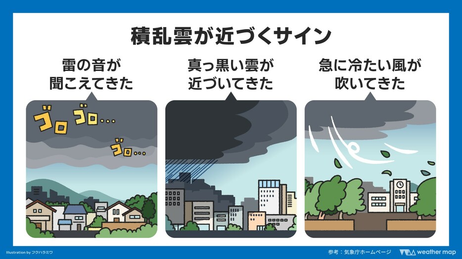 積乱雲が近づくサイン