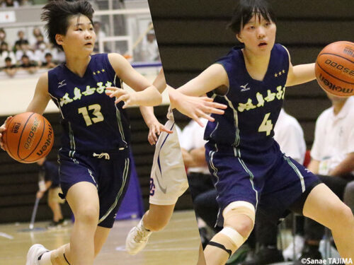 岐阜女子をリードする林琴美（右）と小松美羽 [写真]＝田島早苗