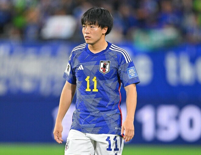 日本代表のチームメイトについて言及した相馬。写真：金子拓弥（サッカーダイジェスト写真部）