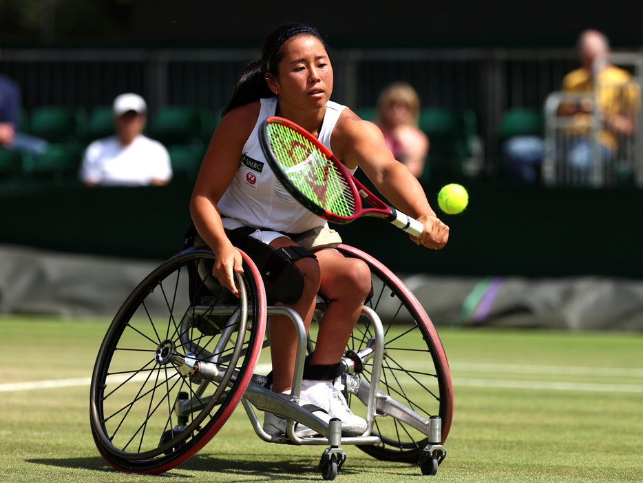 「ウインブルドン」（イギリス・ロンドン）で車いす女子シングルス準決勝に進出した上地結衣（三井住友銀行）（Getty Images）