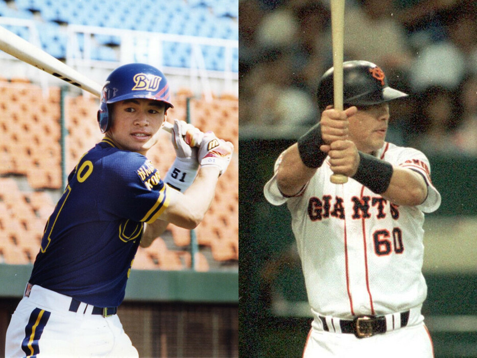 オリックス時代のイチロー氏（左）と巨人時代の落合博満氏　photo by Sankei Visual