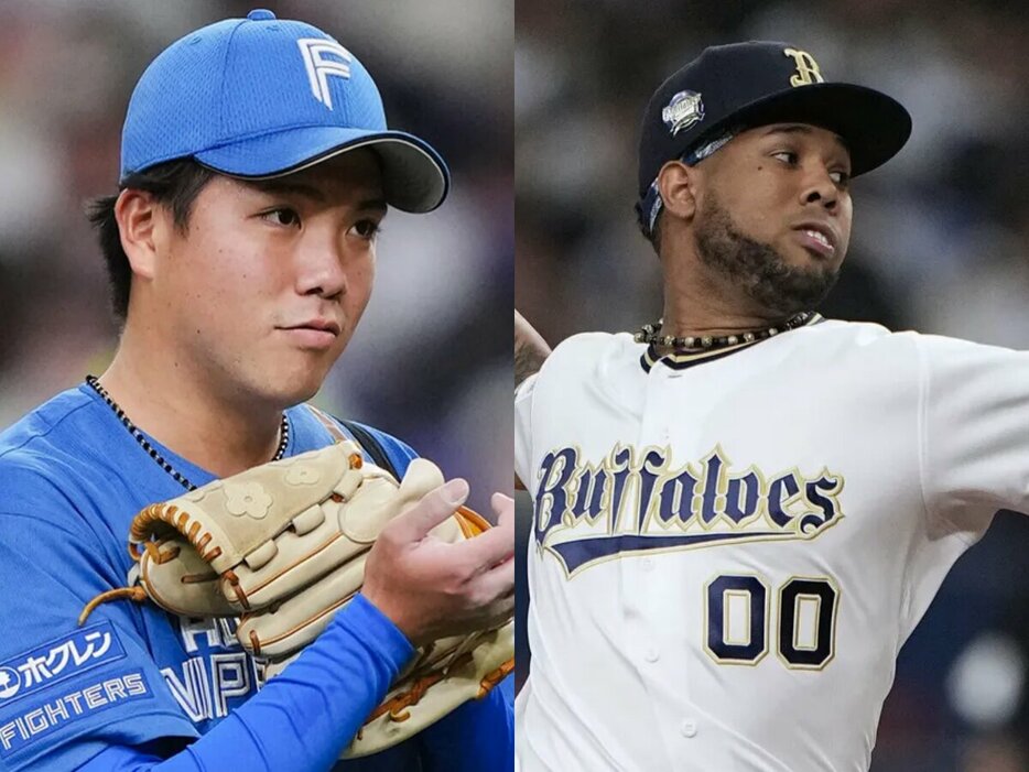 日本ハム・金村尚真、オリックス・エスピノーザ (C)Kyodo News