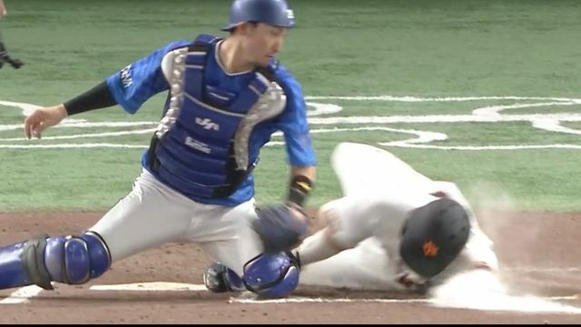 巨人の大城卓三選手が“一生懸命スライディング”と名付けたスライディング(画像:日テレジータス)