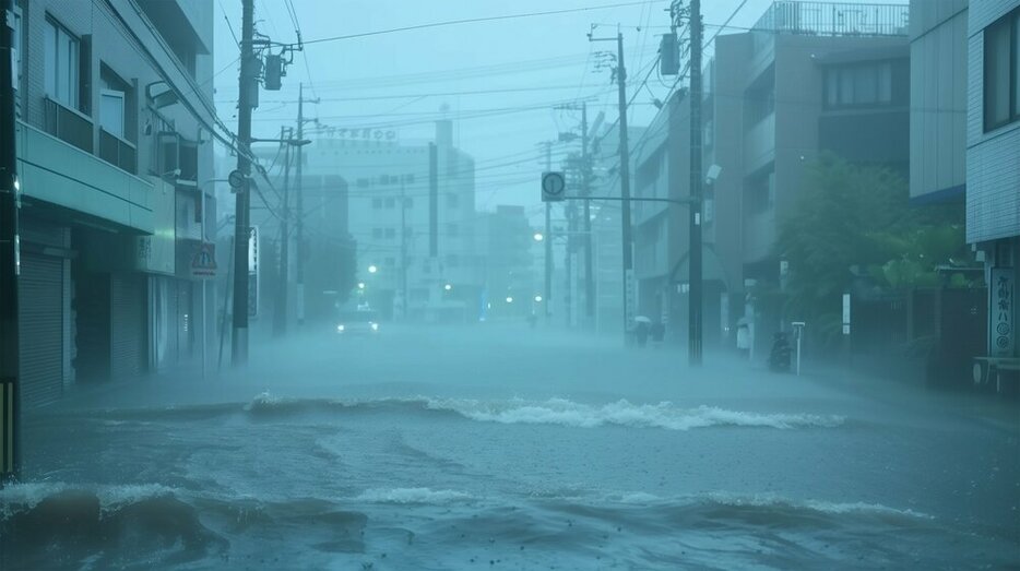 短時間で道路が冠水してしまうこともあるゲリラ豪雨。運転中に遭遇したら、まずはとにかくクルマを停止させよう