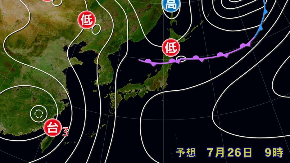 26日（金）午前9時の予想天気図