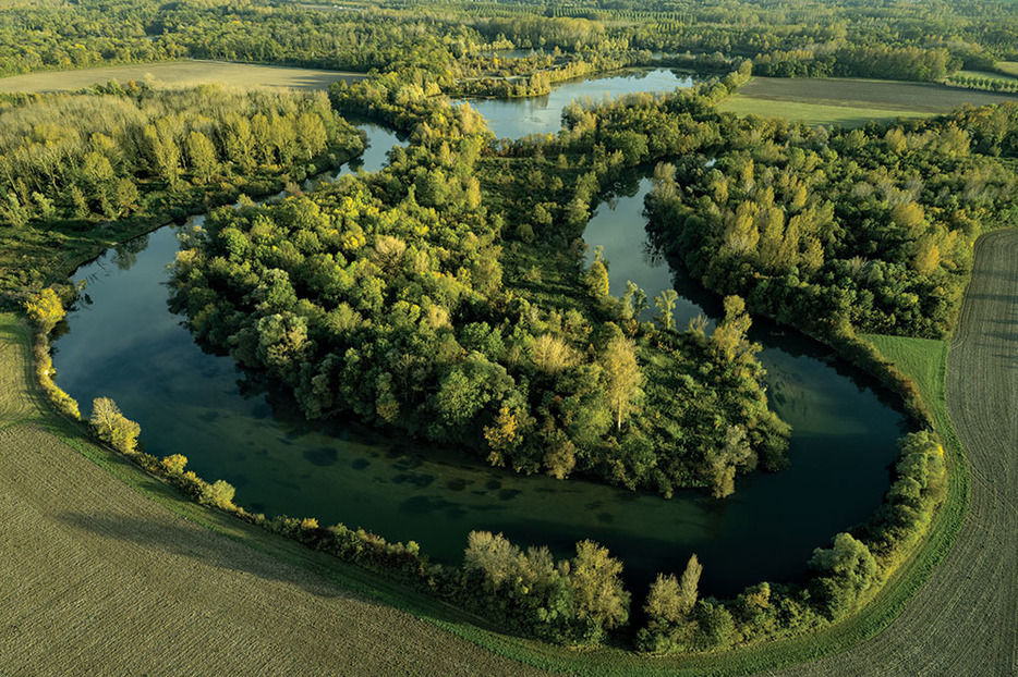 フランス北東部の緑豊かな風景の中を縫うように蛇行するセーヌ川。（PHOTOGRAPH BY TOMAS VAN HOUTRYVE）