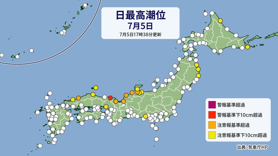 5日(金)の日最高潮位