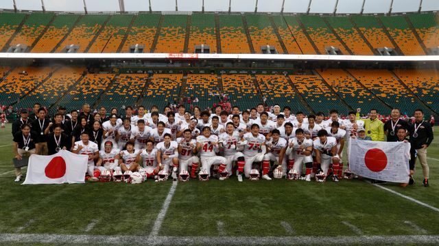 歴史的快挙を達成したU20アメフト日本代表(写真:日本アメリカンフットボール協会)