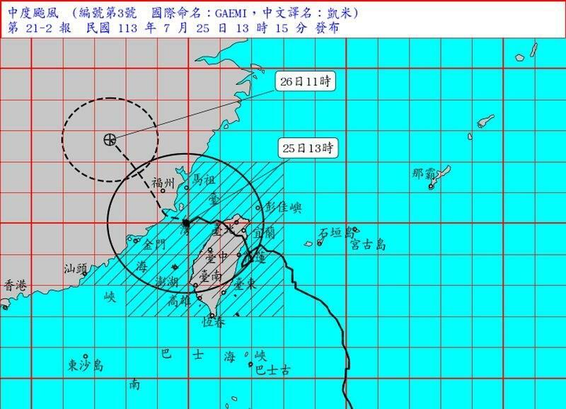 台風進路予想図（中央気象署提供）