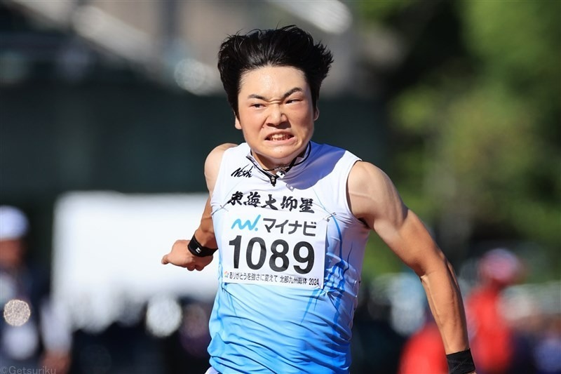 インターハイ男子100mを10秒26（－1.5）で制した西岡尚輝