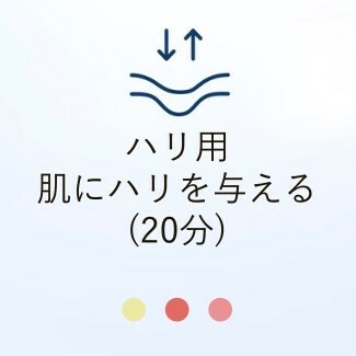 「乾燥・ハリ用」モード（20分間）は黄色、赤色、近赤外LEDを照射