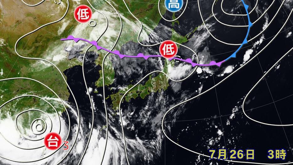 26日(金)午前3時現在の天気図