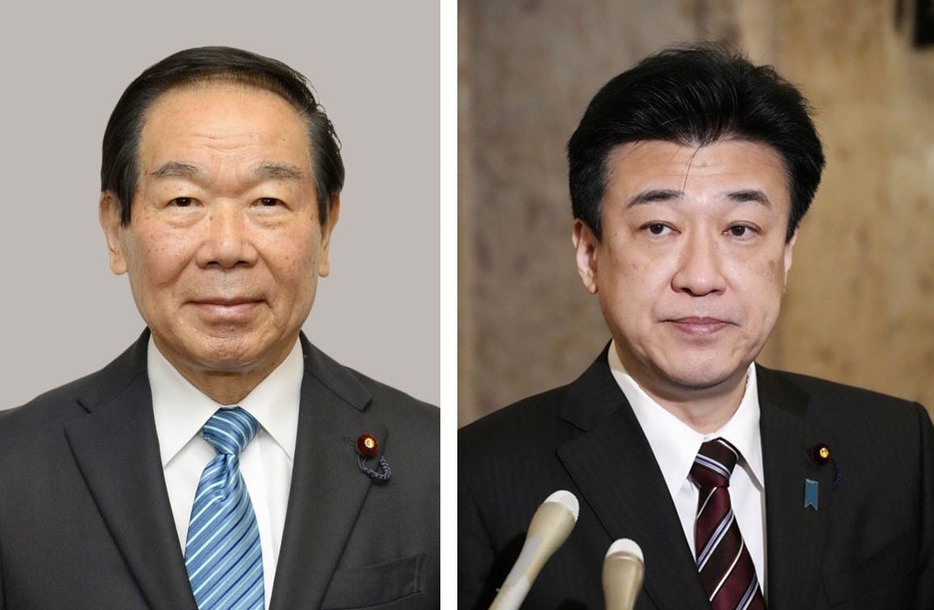 額賀衆院議長（左）、木原防衛相