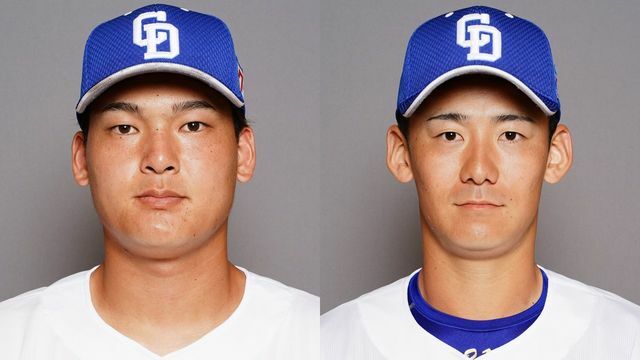 左から中日・石川昂弥選手、尾田剛樹選手