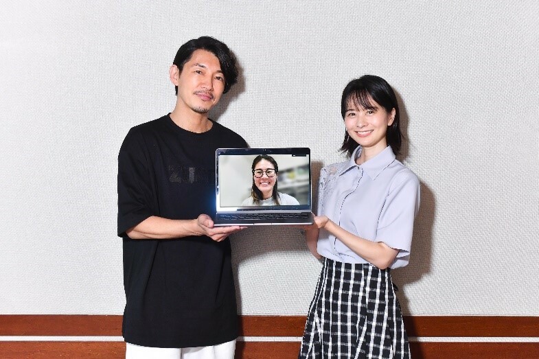 （左から）藤木直人、澤穂希さん（PC画面内）、高見侑里