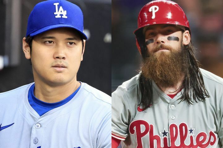 現地９日からはじまる３連戦で対決するドジャースの大谷（左）とフィリーズのマーシュ（右）。両者は元同僚で親友だ。