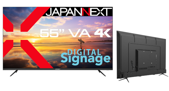 JAPANNEXT、4K対応の55インチ液晶ディスプレイ発売　デジタルサイネージとしても使える