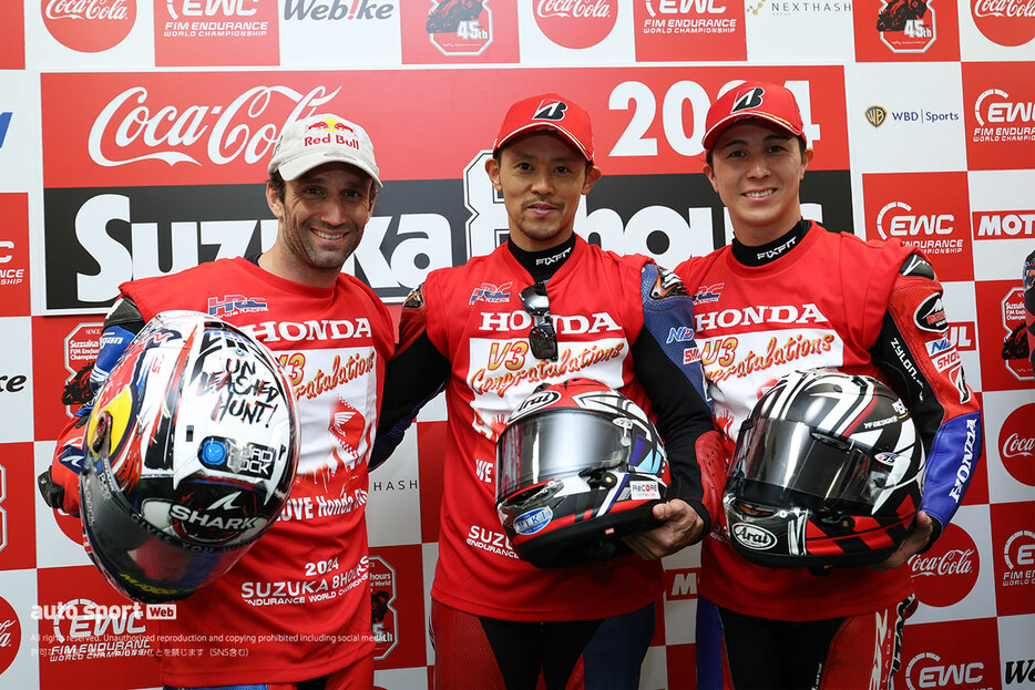 3連覇を達成したTeam HRC with Japan Post（高橋巧／ヨハン・ザルコ／名越哲平）／2024鈴鹿8耐