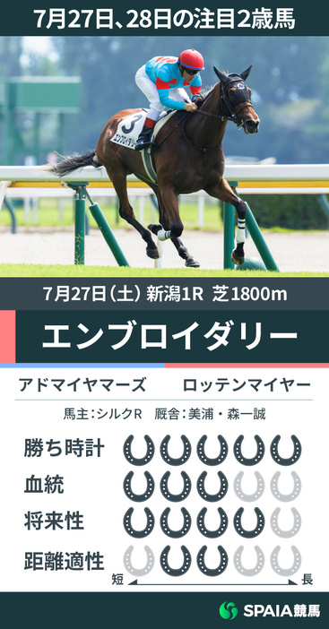 2歳未勝利戦を2歳レコードタイムで圧勝したエンブロイダリー