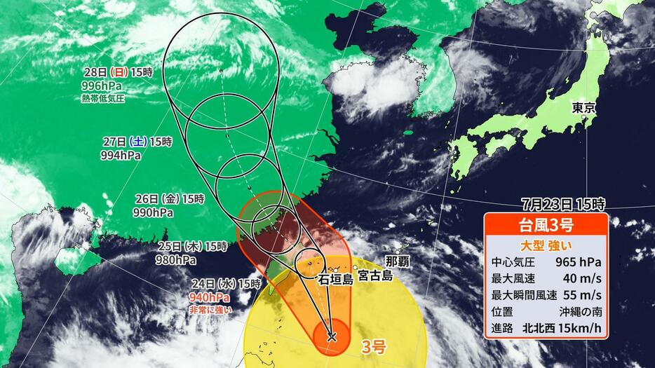 台風3号の進路予想図