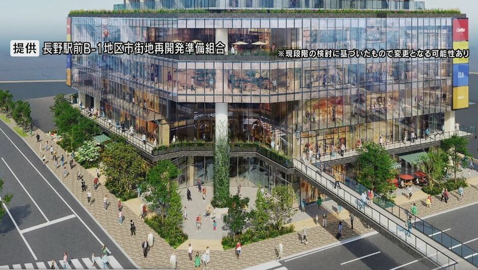 整備のイメージ（提供：長野駅前B-1地区市街地再開発準備組合）※現段階の検討に基づいたもので変更となる可能性あり