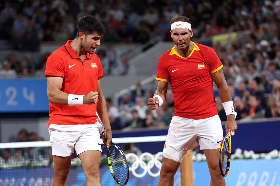 男子ダブルス2回戦に進出したカルロス・アルカラス（写真左）とラファエル・ナダル（Photo by Getty Images）