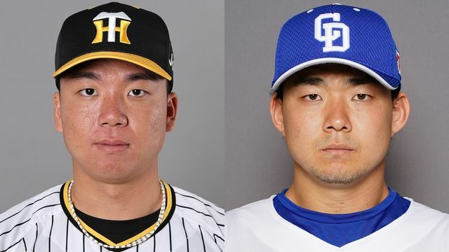 阪神・村上頌樹投手(左)、中日・小笠原慎之介投手(右)