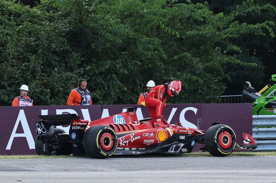 2024年F1第13戦ハンガリーGP　FP2でクラッシュしたシャルル・ルクレール（フェラーリ）