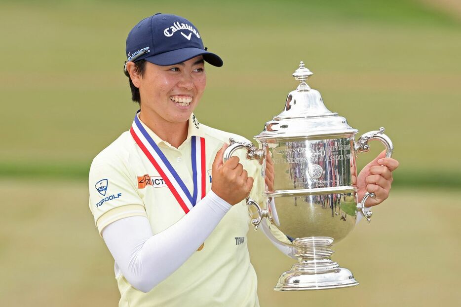 全米女子オープンゴルフ　優勝した笹生優花選手　（2024年6月2日）（AFP=時事）