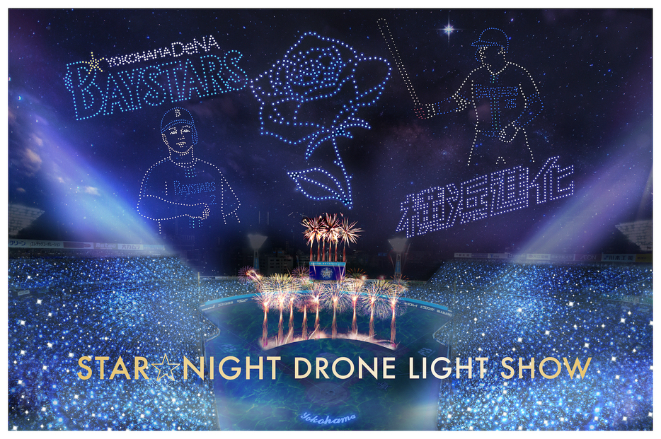 500機による試合後ショー「STAR NIGHT DRONE LIGHT SHOW 2024」開催（球団提供）
