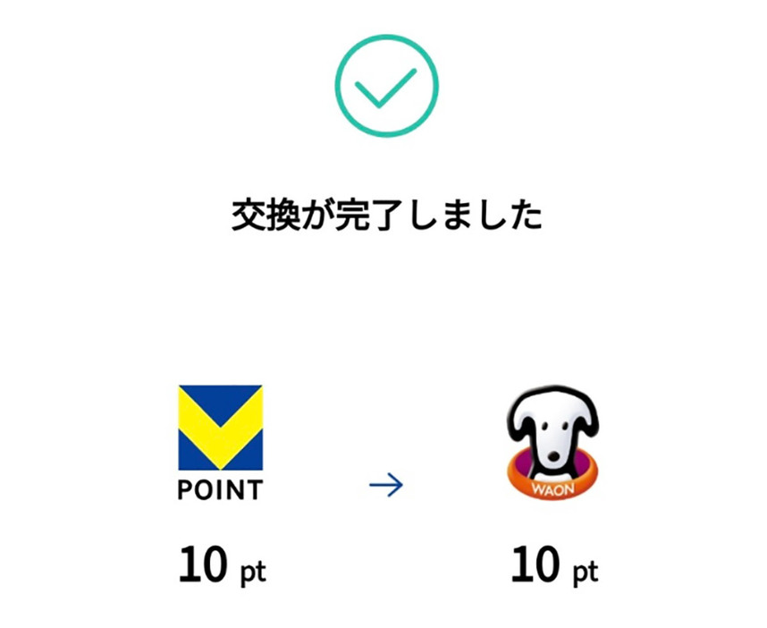 VポイントはWAON POINTに同率で交換することが可能