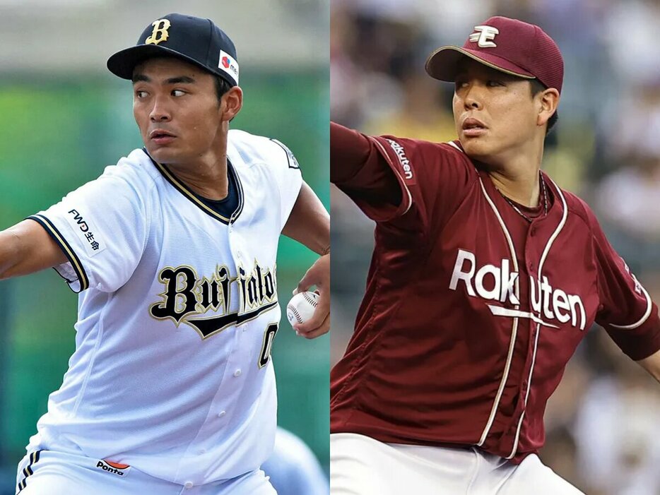 オリックス・佐藤一磨（写真：ベースボールキング）、楽天・藤井聖 (C)Kyodo News