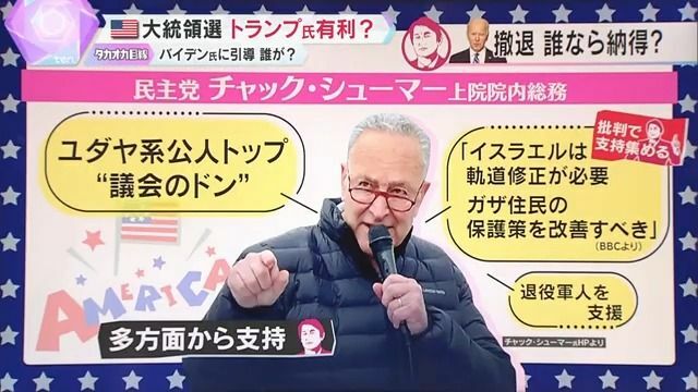 ユダヤ系公人のトップ 民主党 チャック・シューマー上院院内総務