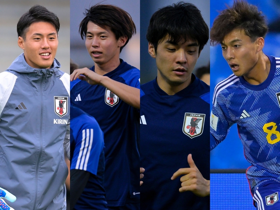 GK佐々木雅士(柏)、DF鈴木海音(磐田)、MF山田楓喜(東京V)、MF佐野航大(NECナイメヘン)(Koki NAGAHAMA/GEKISAKA)